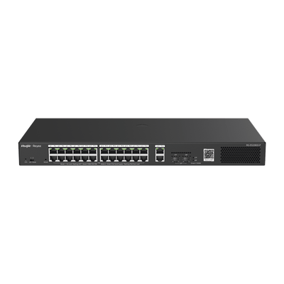 Switch Smart PoE con 24 puertos Gigabit PoE 802.3af/at + 2 SFP para fibra 1Gb, gestión gratuita desde la nube, 370w