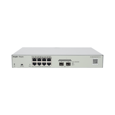 Switch Administrable PoE Capa 2 con 8 puertos Gigabit PoE 802.3af/at + 2 SFP para fibra 1Gb, gestión gratuita desde la nube, 125w