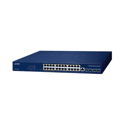 Switch PoE Administrable Capa 3, 24 Puertos Gigabit, Hasta 480 W, 8 Puertos 802.3bt, 16 Puertos 802.3at, 4 Puertos SFP 10G