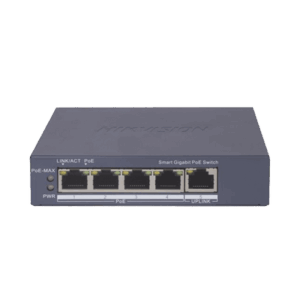 Switch Gigabit PoE+ / Administrable / 4 Puertos 1000 Mbps PoE+ / 1 Puerto 1000 Mbps Uplink / Configuración Nube Hik-PartnerPro / Modo Extendido hasta 300 Metros / 60 Watts