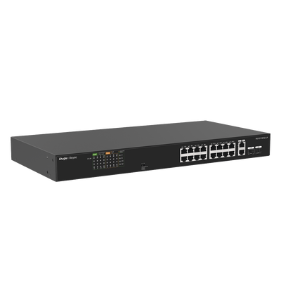 Switch PoE+ 120 Watts, No Administrable Ideal para CCTV, 16 Puertos 10/100, 2 Uplinks Gigabit y 2 SFP, Carcasa Metálica - Image 2