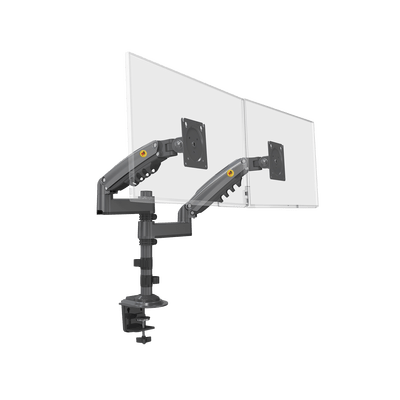 Montaje de Escritorio articulado para 2 monitores de 17 a 27″ /  Soporta hasta 9kg por monitor / Vesa 75 x 75 / 100 x 100 / Acero / Rotación: 360°