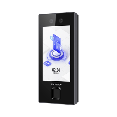 Terminal Facial Min Moe con LECTOR DE HUELLAS y Tarjetas PROX EM / 3000 Rostros / 3000 Huellas / Pantalla 4.5" / Administrable en la Nube con HikConnect Teams / Exterior IP65 / PoE / WiFi / HIK-IA