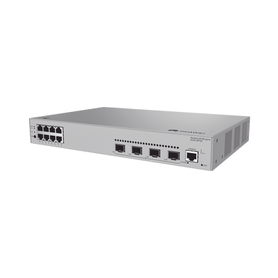 Switch de acceso eKit Administrable / Capa 2 / 8 Puertos PoE+ Gigabit + 4 SFP + Puerto Consola / PoE Perpetuo / Presupuesto PoE 125 W / Sin licenciamiento