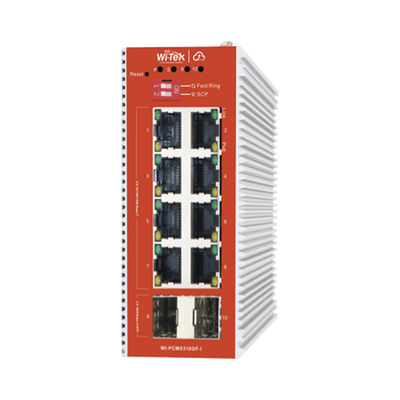 Switch L2+ PoE Industrial / Administración Cloud-Web-CLI / 8 Puertos PoE af/at 100/1000 Mbps / 2 Puertos SFP Gigabit / Presupuesto PoE 120 W / Protocolo ERSP (redundancia enlaces)