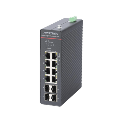 Switch Gigabit PoE+ / Industrial / Administrable / 4 Puertos Gigabit PoE+ (90 W) + 4 Puertos Gigabit PoE+(30 W) / 4 Puertos Gigabit SFP / 300 W Total / 48 a 57 VCD / Ideal para Proyectos / 300 Metros de Distancia