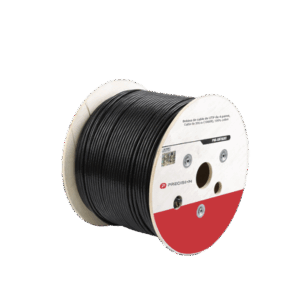 Bobina de cable de UTP de 4 pares Cat5e de 305 m (1000 ft), 100% Cobre, LDPE Resistente a rayos UV Relleno de Gel, Color Negro, 24 AWG, Uso en Exterior,  Para Aplicaciones de Voz, Datos y Video