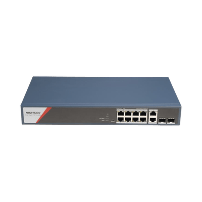 Switch Gigabit PoE+ / Administrable / 8 Puertos 1000 Mbps PoE+(4 Puertos PoE++ 90 W) / 2 Puertos 1000 Mbps de Uplink / 2 Puertos SFP / Configuración Nube Hik-PartnerPro / Modo Extendido hasta 300 Metros / 130 W
