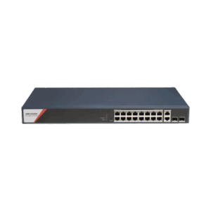 Switch Gigabit PoE+ / Administrable / 16 Puertos 1000 Mbps PoE+ (4 Puertos PoE++ 90 W) / 2 Puertos 1000 Mbps de Uplink / 2 Puertos SFP / Configuración Nube Hik-PartnerPro / Modo Extendido hasta 300 Metros / 230 W