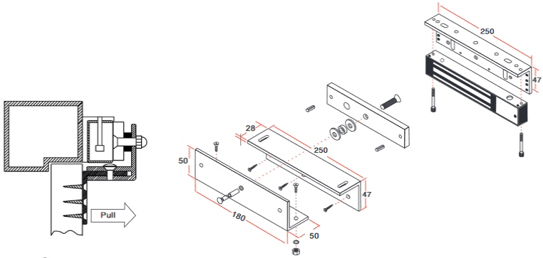 YLI MBK70Z - Soporte de Fijación tipo Z / Compatible con Cerradura Magnética YM60 - Image 2