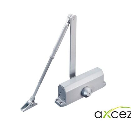BRAZO CERRADOR DE PUERTAS AX-DOORC80  MARCA AXCEZE PUEDE CERRAR UNA  PUERTA DE HASTA 80 KG  INSTALACIÓN EN INTERIORES FÁCIL INSTALACIÓN