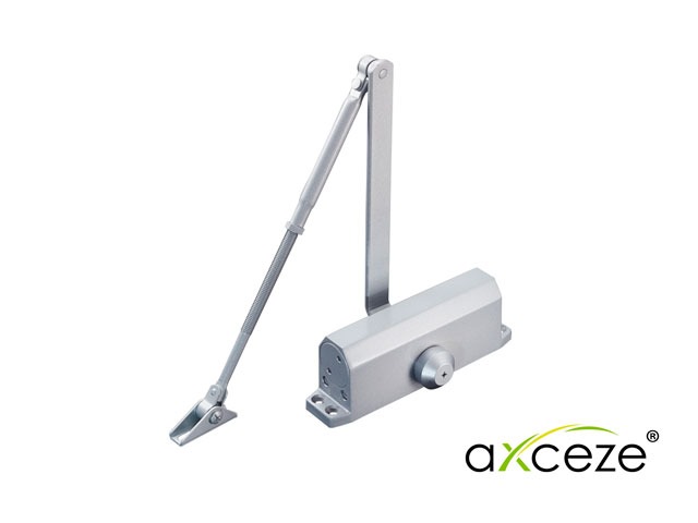BRAZO CERRADOR DE PUERTAS AX-DOORC80  MARCA AXCEZE PUEDE CERRAR UNA  PUERTA DE HASTA 80 KG  INSTALACIÓN EN INTERIORES FÁCIL INSTALACIÓN