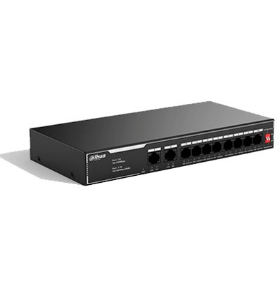 DAHUA SF1010LP - Switch PoE de 10 Puertos Fast Ethernet/ 8 Puertos PoE 10/100 / 65 Watts Totales / 2 Puertos Uplink RJ-45/ PoE watchdog/ Hasta  250 metros/ Switching 12 Gbps/ Protección Contra Descargas - Image 2