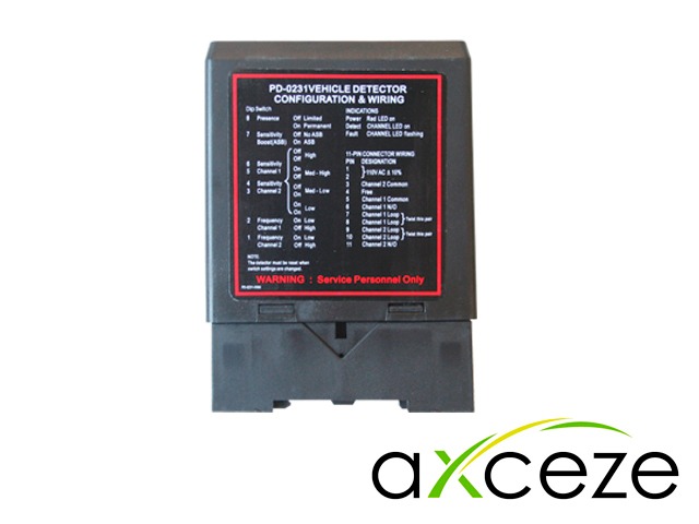 DETECTOR DE MASA AXCEZE AX-LOOP24 SENSOR DE DOBLE CANAL, CUENTA CON 2 SALIDAS DE RELEVADOR N.O. ALIMENTACIÓN 110VCA COMPATIBLE CON LA MAYORÍA DE LAS BARRERAS DEL MERCADO ***NECESITA LOOP