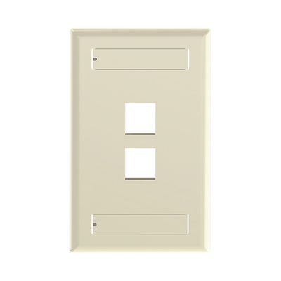 Placa de Pared Vertical, Salida Para 2 Puertos Keystone, Con Espacios Para Etiquetas, Color Marfil