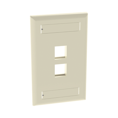 Placa de Pared Vertical, Salida Para 2 Puertos Keystone, Con Espacios Para Etiquetas, Color Marfil - Image 4