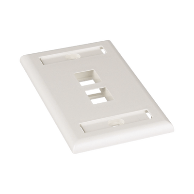 Placa de Pared Vertical, Salida Para 2 Puertos Keystone, Con Espacios Para Etiquetas, Color Blanco Mate - Image 3