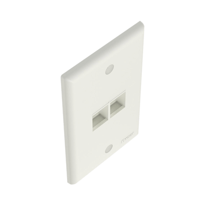 Placa de Pared Vertical, Salida Para 2 Puertos Keystone, Color Blanco Mate - Image 4