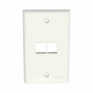 Placa de Pared Vertical, Salida Para 2 Puertos Keystone, Color Blanco Mate