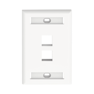 Placa de Pared Vertical, Salida Para 2 Puertos Keystone, Con Espacios Para Etiquetas, Color Blanco