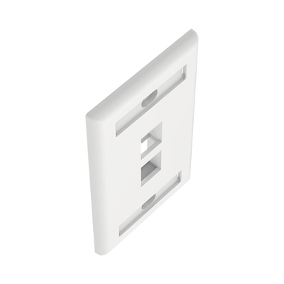 Placa de Pared Vertical, Salida Para 2 Puertos Keystone, Con Espacios Para Etiquetas, Color Blanco - Image 4