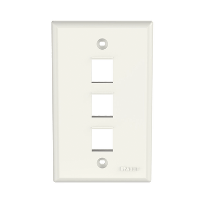 Placa de Pared Vertical, Salida Para 3 Puertos Keystone, Color Blanco Mate
