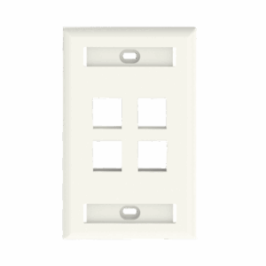 Placa de Pared Vertical, Salida Para 4 Puertos Keystone, Con Espacios Para Etiquetas, Color Banco Mate