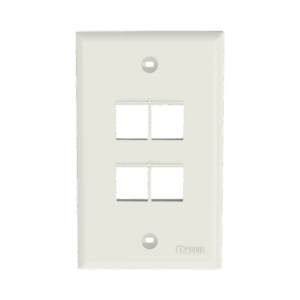 Placa de Pared Vertical, Salida Para 4 Puertos Keystone, Color Blanco Mate
