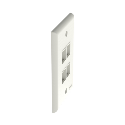 Placa de Pared Vertical, Salida Para 4 Puertos Keystone, Color Blanco Mate - Image 3
