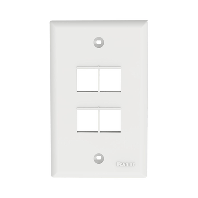 Placa de Pared Vertical, Salida Para 4 Puertos Keystone, Color Blanco