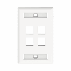 Placa de Pared Vertical, Salida Para 4 Puertos Keystone, Con Espacios Para Etiquetas, Color Blanco