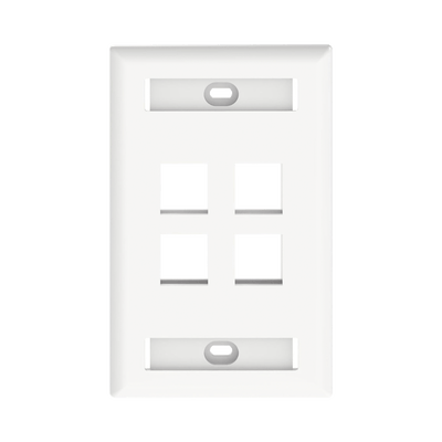 Placa de Pared Vertical, Salida Para 4 Puertos Keystone, Con Espacios Para Etiquetas, Color Blanco