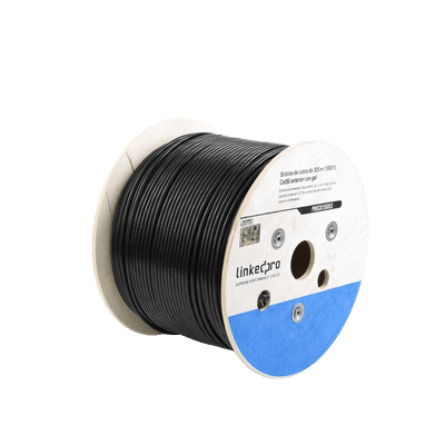Bobina de cable de 305 m, Cat5E, con gel, para intemperie, doble forro extrema humedad, bajo tierra, UL, color negro para aplicaciones en video vigilancia, y redes de alta velocidad. - Image 4