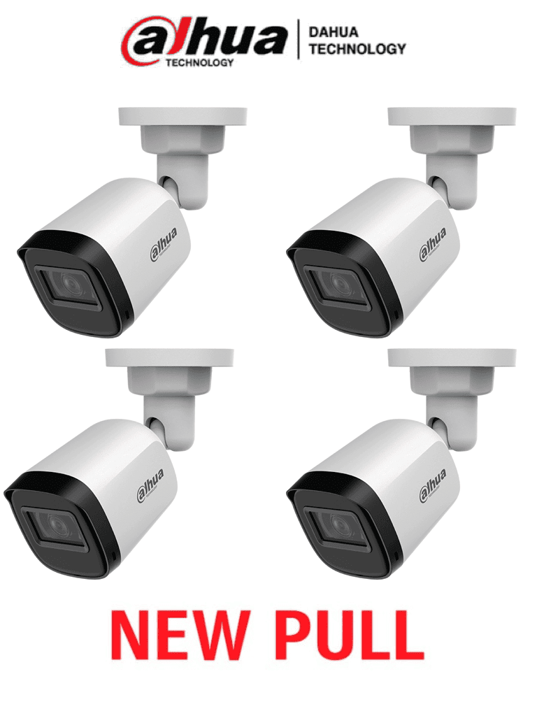 DAHUA DAHUA HAC-B1A21PAQ NEWPULL – Paquete Caja de 4 Camaras Bullet 1080P/ 82 Grados de Apertura/ Lente de 3.6mm/ IR de 20 Mts/ IP67/ TVI AHD y CVBS/ #NEWP