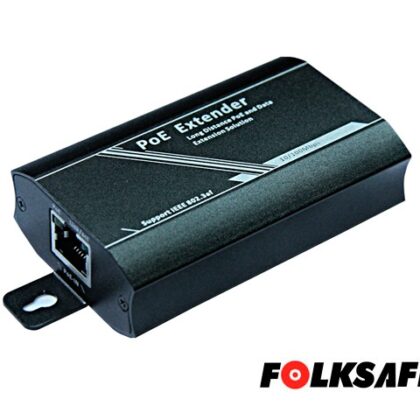 EXTENSOR POE+ FOLKSAFE FS-PSE1001-E 802.3AF 100MTS / NO REQUIERE FUENTE DE ALIMENTACIÓN / MÁXIMO 3 EXTENSORES EN CASCADA