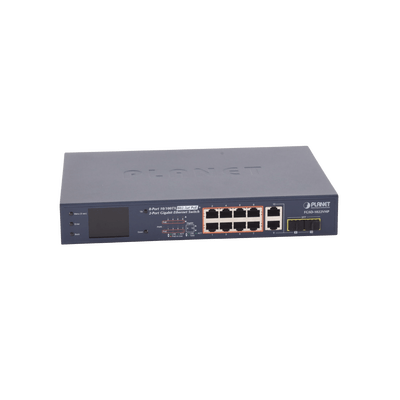 Switch PoE+ / Distancia 250 Metros / 8 Puertos + 2 Combo TP/SFP Gigabit y Pantalla LCD Para Monitoreo - Image 2