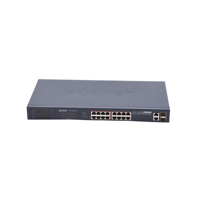 Switch No Administrable PoE+ Extender, Aislamiento VLAN de 16 Puertos +, 2 Combo TP/SFP Gigabit y Pantalla - Image 2