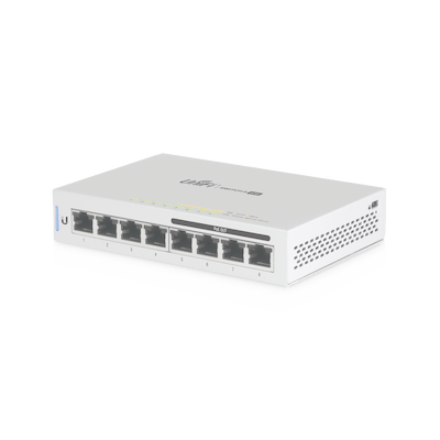 Switch UniFi Administrable capa 2 de 8 puertos Gigabit (4 Puertos Gigabit PoE 802.3af y 4 puertos Gigabit ethernet) 60W