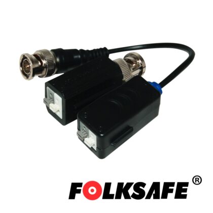 TRANSCEPTOR HD FOLKSAFE FS-HDP4100C(MEDIDAS 35.1 X 16.7 X 18.7MM) TRANSMISOR/RECEPTOR DE VIDEO PASIVO 1CH TIPO PUSH-IN, DISTANCIA MÁXIMA DE 320MTS DE CABLEADO PARA VIDEO AHD 1.3MP, 180MTS 5MP AHD, COMPATIBLE CON TODAS LAS MARCAS DE CÁMARAS CON FORMATO HD-TVI / CVI / AHD / CVBS. 720P / 960P / 1080P / 3MP / 4MP / 5MP / 4K(CONSULTAR TABLA DE DISTANCIA DE TRANSMISIÓN), CUENTA CON PROTECCIÓN DE DESCARGAS DE 2KV EN ENTRADA/SALIDA DE VIDEO.
