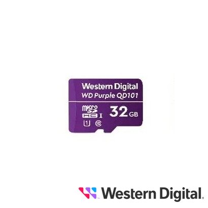 TARJETA MICROSD SERIE WD PURPLE 32GB WDD032G1P0C CLASE 10 U1 SOBRE ESCRITURA DE HASTA 16 TBW ESPECIAL PARA VIDEOVIGILANCIA
