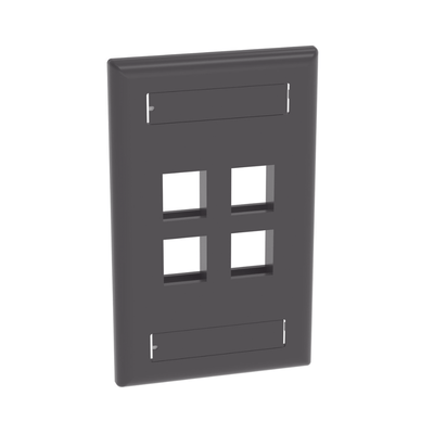 Placa de Pared Vertical, Salida Para 4 Puertos Keystone, Con Espacios Para Etiquetas, Color Negro - Image 4
