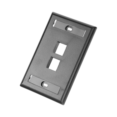 Placa de Pared Vertical, Salida Para 2 Puertos Keystone, Con Espacios Para Etiquetas, Color Negro - Image 3
