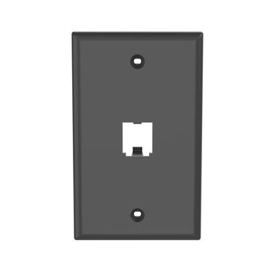 Placa de Pared Vertical Clásica, Salida Para 1 Puerto Mini-Com, Color Negro