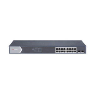 Switch Gigabit PoE+ / Administrable / 16 Puertos 1000 Mbps PoE+ / 2 Puertos SFP / Configuración Nube desde Hik-ParnerPro / PoE hasta 300 Metros / 225 Watts