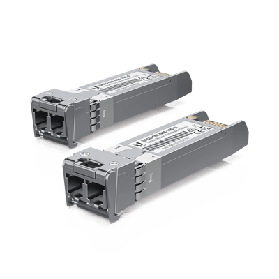 UFiber Módulo SFP+ 10G, transceptor MiniGibic MultiModo 10 Gbps, distancia 300m, conectores LC, paquete de 2 piezas