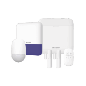 (AX PRO) KIT de Alarma AX PRO con GSM (3G/4G) / Incluye: 1 Hub con bateria de respaldo / 1 Sensores PIR / 2 Contactos Magnéticos / 1 Control Remoto / 1 Sirena Inalambrica Exterior / WiFi / Compatible con Hik-Connect P2P