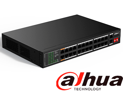 DAHUA DH-SF1026LP - Switch PoE Fast Ethernet de 26 Puertos/ Hasta 190 Watts Totales/ 24 Puertos PoE 10/100/ 2 Puertos Uplink 10/100/1000/ Switching 8.8 Gbps/ Standares: IEEE802.3af; IEEE802.3at; Hi-PoE/ PoE Hasta 250 Metros/ #LoNuevo #SWDA - Image 2