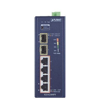Switch PoE Industrial No Administrable de 4 Puertos PoE 10/100/1000T 802.3at, 2 Puertos SFP 10/1000X - Image 2