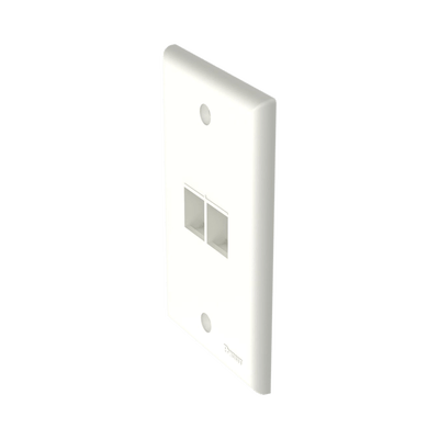 Placa de Pared Vertical, Salida Para 2 Puertos Keystone, Color Blanco Mate - Image 2