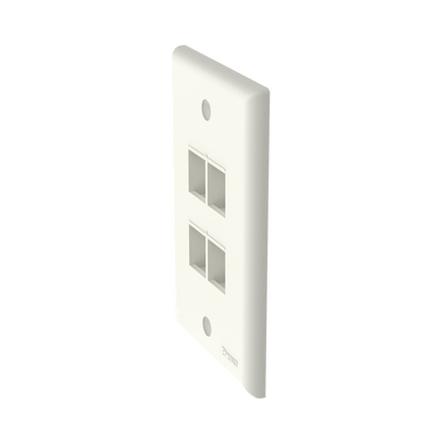 Placa de Pared Vertical, Salida Para 4 Puertos Keystone, Color Blanco Mate - Image 2